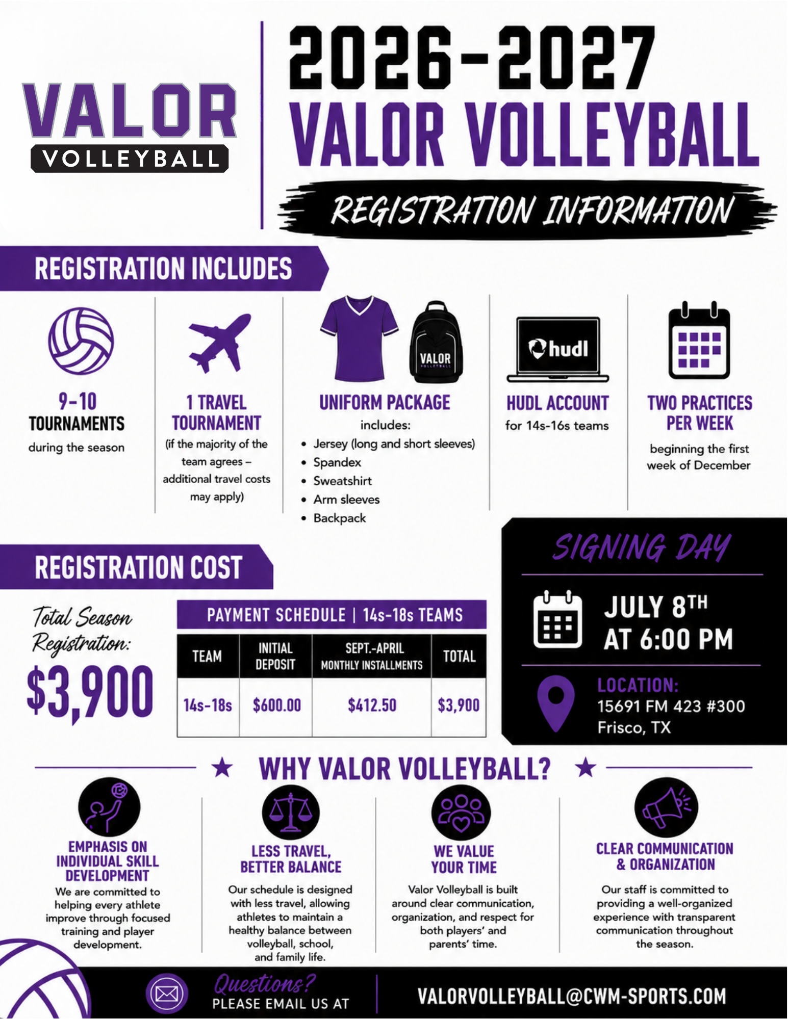 Valor Volleyball 26-27 Registration